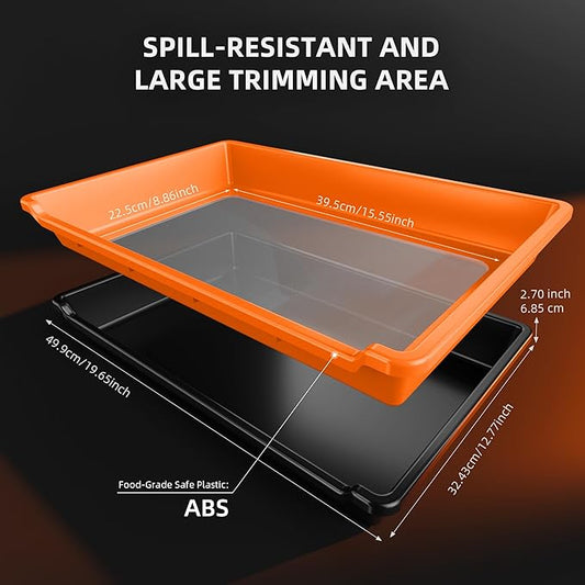 Spider Farmer Trim Tray Kit with Trimming Tray, 150 Micron Precision Screen, Bottom Harvest Bin, Scissors, Brush & Magnifying Card – Collect Pollen and Fine Plant Material