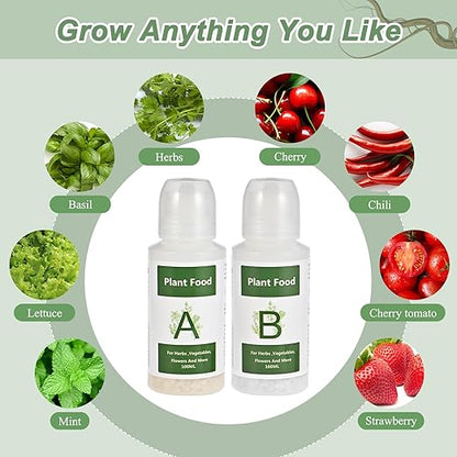 800ml Hydroponic Nutrients A&B for Aerogarden Plant Food Growth - Fertilizer for Indoor Hydroponics Garden & Growing Vegetables, Fruits, Flowers (800ml)