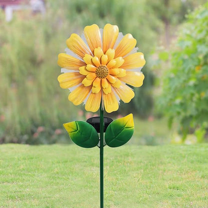 Solar Garden Stake Solar Flower with Fiber Lights Metal Flower Decorative Outdoor Lights Waterproof for Pathway Yard Lawn,Garden Gifts for Women,Mom,Grandma