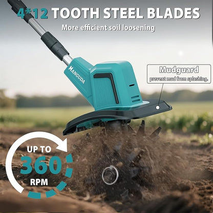 20V/400W Electric Tiller,Cordless Tiller Cultivator with 2*4.0Ah Batteries & Charger-7.87" Wide & 5.91" Deep Garden Tiller Cultivator with 48 Steel Tines, 360RPM Soil Tiller Cultivator For Lawn/Garden