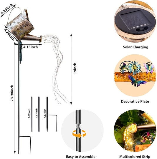 Solar Watering Can Light, Solar Lights Outdoor Decor, Garden Decor Lights for Yard, IP65 Waterproof Hanging Lantern Lights, Gifts for Women Mom, for Yard Patio Lawn Pathway Landscape