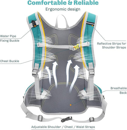 Hydration Backpack,Lightweight Hydration Pack with 1.5L Water Bladder, Water Backpack for Hiking Running, Biking