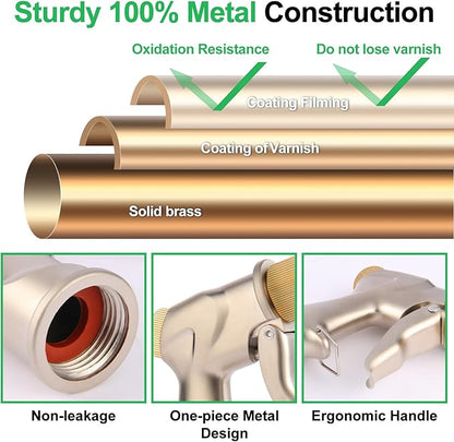 garden nozzle, high-pressure and heavy-duty metal nozzle, with 5 adjustable spray modes, high-pressure handheld sprayer, suitable for watering plants, cleaning houses, cars, and pets(2pcs)
