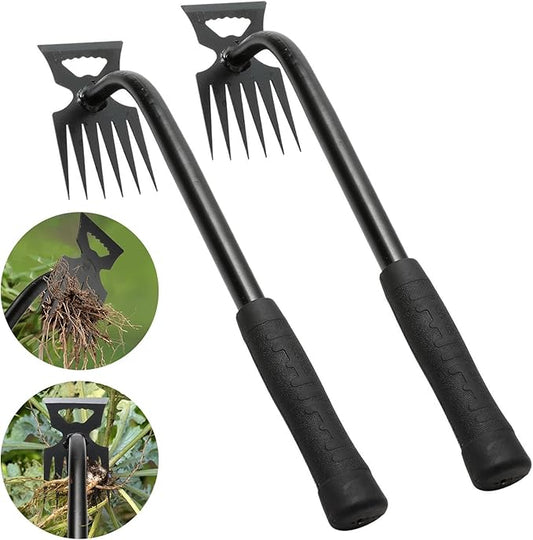 Gardening Hand Weeder Tools, Weeding Artifact Uprooting Weeding Tool, Durable Manganese Steel Hand Weeder Tool, Manual Multifunctional Weeders Gardening Tools for Yard and Garden (6 Teethes), 2 Pack