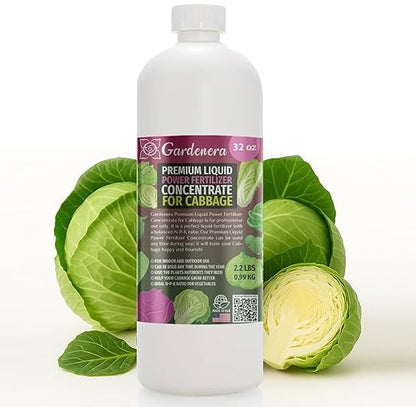 Liquid Power Cabbage Fertilizer - Premium Liquid Plant Food for Cabbage - Fast-Acting Concentrate for Growth, Strong Roots & High-Yield Harvest - 32 oz - Indoor & Outdoor Use