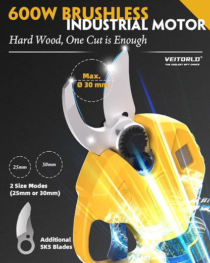 Brushless Electric Pruning Shears for DeWalt 20V Battery, Portable Cordless Branch Cutter Tree Trimmer with LCD Display＆Replaceable Blade, 30mm 1.2'' Cutting Diameter for Gardening Tree (NO BATTERY)