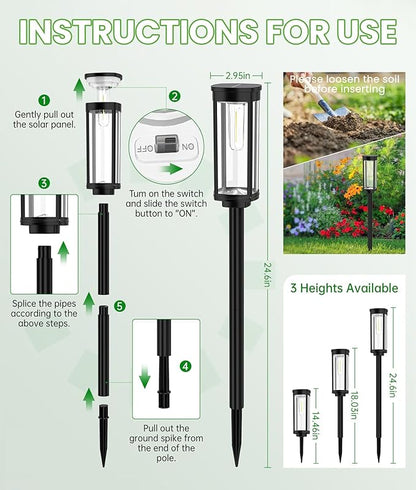 Bright Solar Pathway Lights, 12 Pack Solar Garden Lights Outdoor Waterproof IP65, Auto On/Off Outdoor Light Decorative Landscape Lighting for Walkway Driveway Lawn Patio Yard