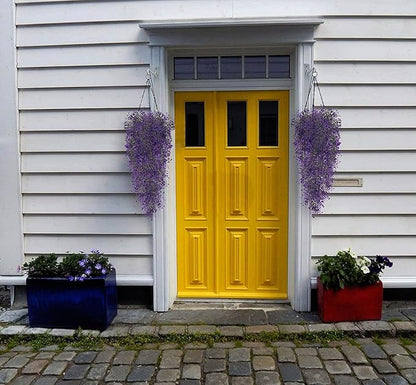 Toprooms Hanging Fake Plants,4 Pcs Faux Eucalyptus Leaf Greenery Vine Plant Faux Plants Fake Ivy Room Decor Home Garden Wedding Party Indoor Outdoor Decorations (4 Pcs Purple)