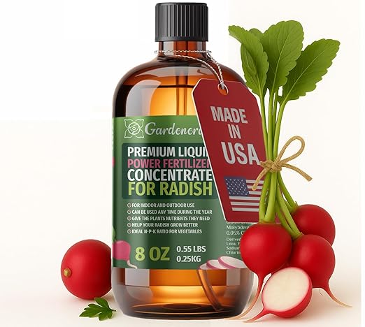 Liquid Power Radish Fertilizer - Professional Liquid Plant Food for Radish - Fast-Acting Concentrate for Growth, Strong Roots & High-Yield Harvest - 8 oz - Indoor & Outdoor Use