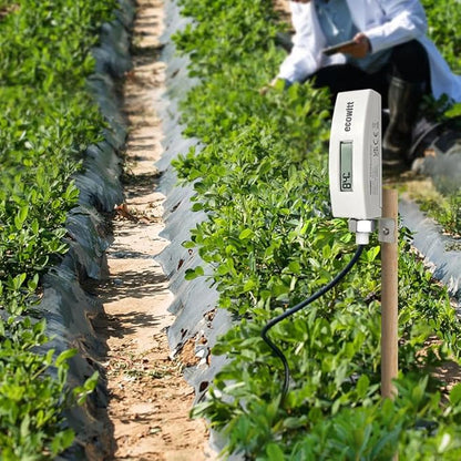 ECOWITT WH51L Soil Moisture Sensor with 1m/3.28ft PVC Wire Probe, LCD Display, Needs to Pair with Wi-Fi Gateway, 915 MHz
