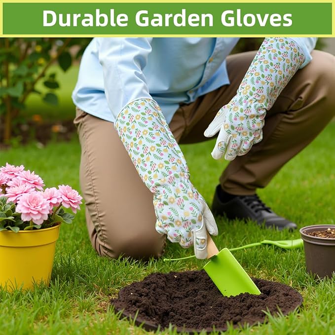 Gardening Gloves, Garden Gloves for Women Thorn Proof, Breathable Leather Work Gloves for Yard Pruning, Planting
