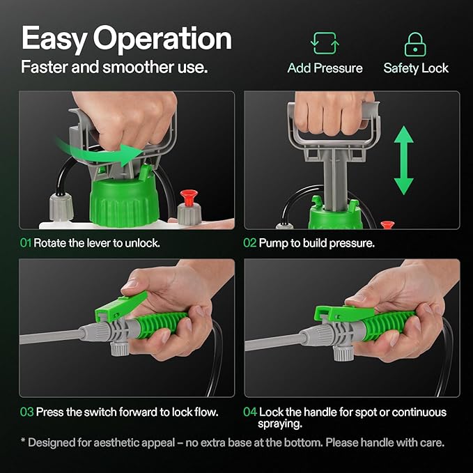 VIVOSUN 1.35 Gal/5L Pump Sprayer, Garden Water Sprayer for Plants, Weeds & Lawn Care, with 3 Nozzles, 50'' Long Hose & Pressure Relief Valve