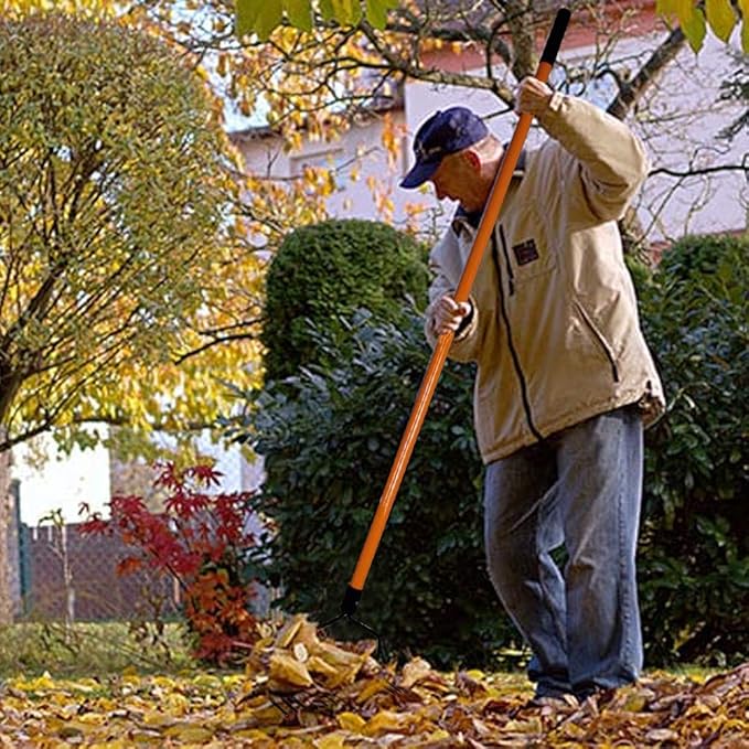 Ashman Bow Rake (1 Pack) – Heavy Duty Rake to Gather Fallen Leaves, Equipped with Rubber Grip Handle for a Strong Hold When Working – Rust Resistant.