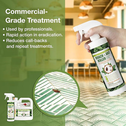 EcoVenger Roach & Ant Killer 16OZ, Kills on Contact, Extended 4-Week Deterrence, Kills Cockroaches, Ants & Other Indoor & Outdoor Crawling Insects, Peppermint Oil, Non-Toxic, Safe for Children & Pets