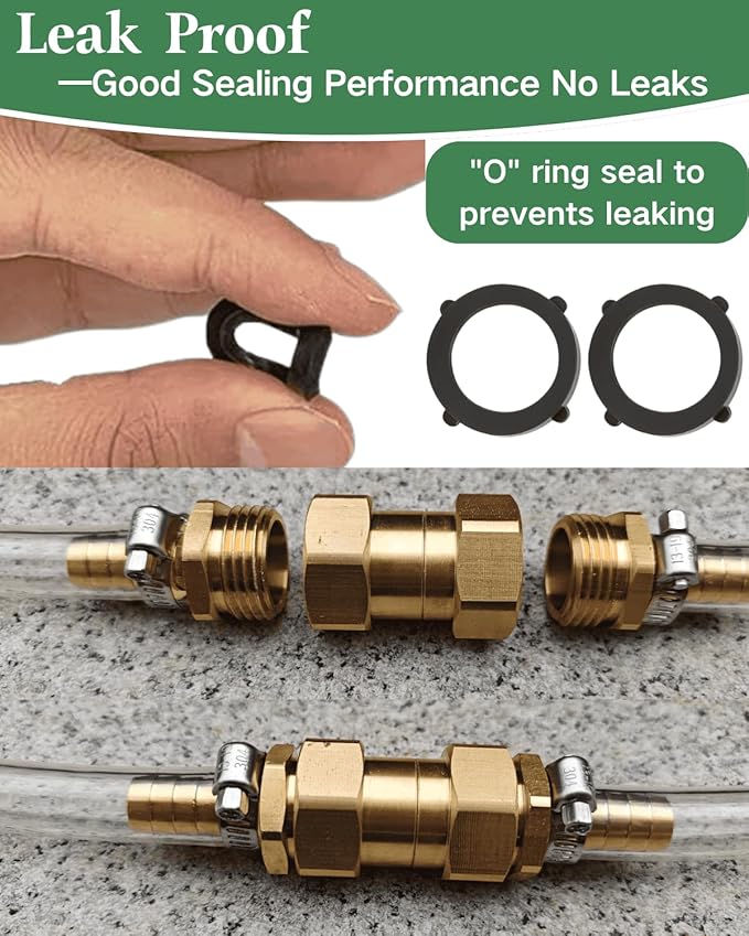 3/4 GHT Garden Hose Nozzle Swivel Connector,Female to Female Adapter Fitting Anti Twisting for Splitter,Sprinklers,Pet Washers,Water Barrels,RV,Hose Reel (Brass)