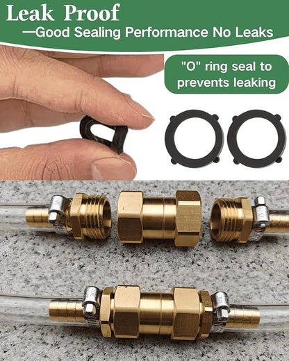 3/4 GHT Garden Hose Nozzle Swivel Connector,Female to Female Adapter Fitting Anti Twisting for Splitter,Sprinklers,Pet Washers,Water Barrels,RV,Hose Reel (Brass)