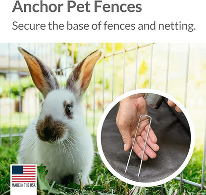 Pinnacle Mercantile USA Made 200 Pack Garden Landscape Staples Weed Barrier Fabric Stakes Galvanized 6 inch Pins Anti Rust Sod Staple 11 Gauge Steel