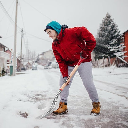 Aluminum Snow Scoop Shovel Wide Grain Shovels with Lightweight Large Capacity Head and Oak Wooden Handle