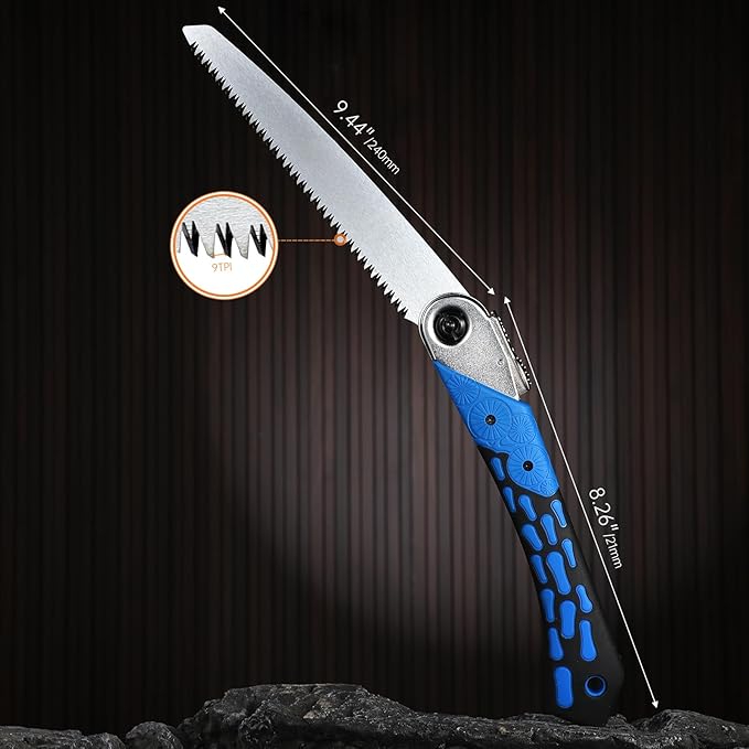 Toolux 8.27 Inch Folding Saw, SK-5 Steel Pocket Hand Saws for Wood, Hunting and Camping, Pruning Saw for Cutting Branches and Tree Limbs on Backpacking & Bushcraft Trips, With Carry Case