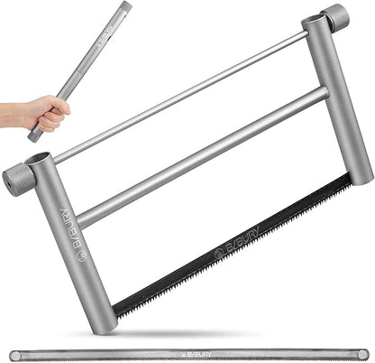 BIBURY Folding Hand Saw Outdoor Survival Tools, Portable Folding Wood Saw with 2pcs Replaceable 12.4” Blade & Buckle Cloth Bag, Aluminium Alloy Camping Pruning Tree Hand Saw for Gardening