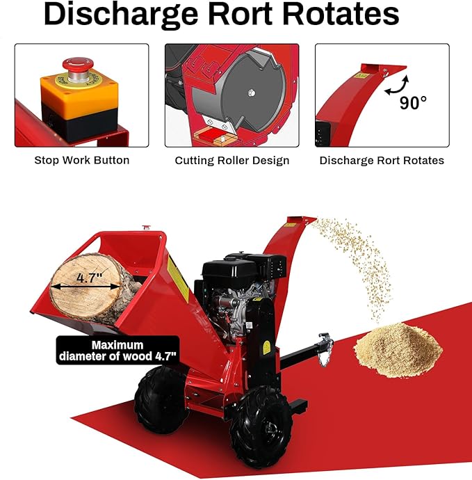 5" Gas Powered Wood Chipper 420cc 15HP Gasoline Engine Leaf Branch Shredder Mulcher Heavy Duty Woodchipper Multi-Function with Towbar