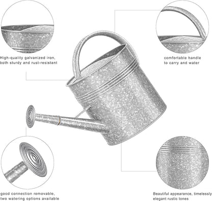 2.5 Gallon Metal Watering Can, Galvanized Watering Can for Outdoor Indoor Plants, Large Water Can for Plants and Garden Flower