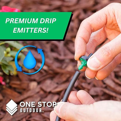 (50-Pack) - .5 Gallons Per Hour No-Drain Pressure Compensating Drip Emitters - Premium Drippers for Drip Irrigation 0.7-4.0 BAR (Works with Netafim, Rainbird, Raindrip etc.) (No-Drain .5 GPH, 50)