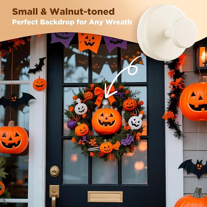 OUTXE Wreath Hanger for Front Door, Heavy Duty Suction Cup Reef Hook for Glass Window/Over Door, Christmas/Thanksgiving/Halloween/July 4th/Easter/Valentine/Winter/Fall/Summer/Spring (White, 4-Pack)