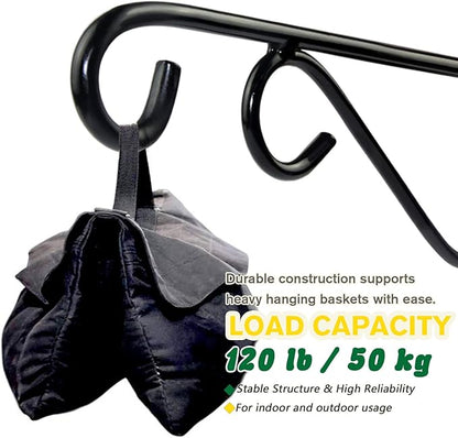 Hanging Plant Brackets, 2pcs 12 Inch Heavy Duty Wall Mount Bracket Strong Durable Rust-Resistant Plant Hanger Hook with High Load Capacity 120lb for Hanging Plants Bird Feeder Lantern Wind Chimes