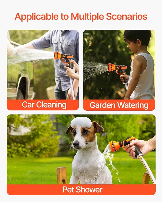 VEVOR Retractable Hose Reel, 115 ft x 1/2 inch, Garden Water Hose Reel with 9-Pattern Nozzle, 180° Swivel Bracket Wall-Mounted, Automatic Rewind, Lock at Any Length, with Slow Return System