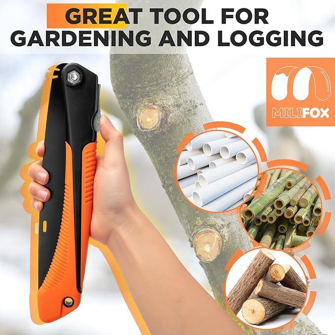 Folding Hand Saw 10 Inch Portable Foldable Pruning Saw with Triple-Cut SK5 Blade for Gardening Wood Cutting Tree Trimming Outdoor Camping Hunting Survival