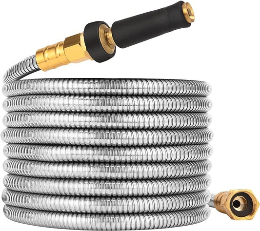 Metal Garden Hose 25 FT - 304 Stainless Steel Water Hose 25 FT - Expandable Short Flexible Garden Hose,no Kink Explosion, no Bite