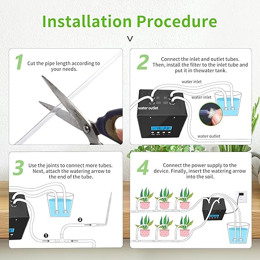 Plant Watering Devices, 20 Potted Indoor Houseplants Support, Plant Watering Devices, Auto Drip Irrigation Kit Programmable Water Timer