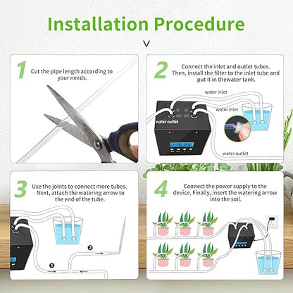 Plant Watering Devices, 20 Potted Indoor Houseplants Support, Plant Watering Devices, Auto Drip Irrigation Kit Programmable Water Timer