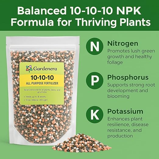 𝐁𝐄𝐒𝐓𝐒𝐄𝐋𝐋𝐄𝐑 10-10-10 Plant Fertilizer Slow Release | 10 10 10 All Purpose Fertilizer for Fruit Trees, Evergreens, Vegetables, Arborvitae, Fig Trees, Shrubs, Pines, Oaks, Flowers [12 OZ]