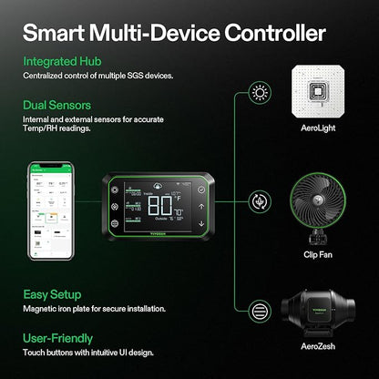 VIVOSUN AeroLight A100, Tunable Spectrum, LED Grow Light 100W w/Integrated Circulation Fan, Compatible with App, Used with Growhub Controller E42A/E25 to Achieve More Functions