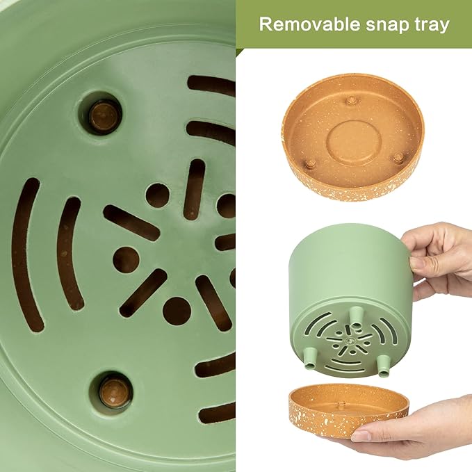 QCQHDU 5 inch Plant Pot, 2 Pack Planters for Indoor Plants with Drainage Holes & Saucer, Outdoor Flower Pots Home Garden Modern Decor