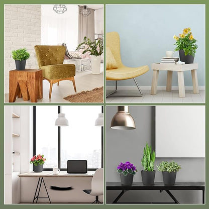 Self Watering Planters for Indoor Outdoor Plants 7 inch Flower Pot with Water Level Indicator Grey 3 Pack African Violet Self Watering Pots for All Orchid agave etc. House Plant Plastic Planter