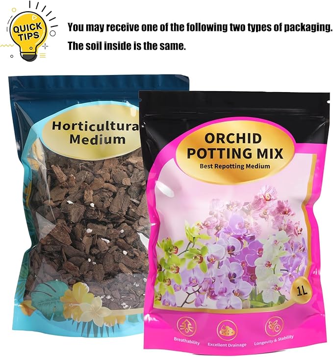Orchid Potting Mix with Orchid Bark 1QT - New Upgraded Formula for Superior Drainage & Breathability | Premium Soil for Healthy Roots
