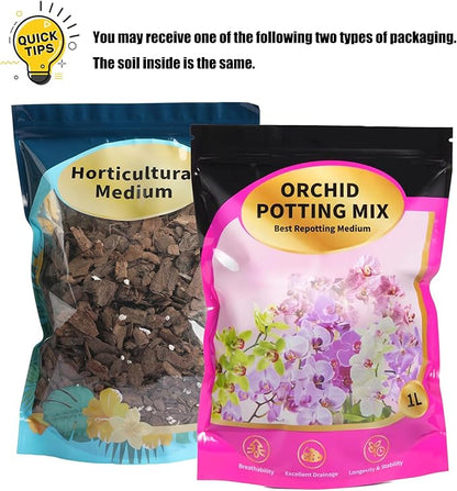 Orchid Potting Mix with Orchid Bark 1QT - New Upgraded Formula for Superior Drainage & Breathability | Premium Soil for Healthy Roots