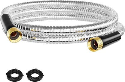 SPECILITE 10FT Short Garden Hose, 1/2" 304 Stainless Steel Leader Hose with Female to Female Brass Fittings, Flexible, Heavy-Duty & Never Kink, Water Pipe for Yard, Outdoor, Lawn