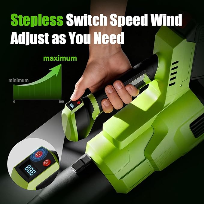 Electric Leaf Blower Cordless, 200 MPH Wind Speed, 2 x 4.0Ah Batteries, Handheld Leaf Blowers for Lawn Care, Stepless Speed Control, Portable Lightweight Grass Blower for Yard, Patio