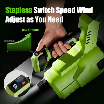 Electric Leaf Blower Cordless, 200 MPH Wind Speed, 2 x 4.0Ah Batteries, Handheld Leaf Blowers for Lawn Care, Stepless Speed Control, Portable Lightweight Grass Blower for Yard, Patio