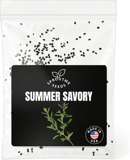 Fall & Winter Summer Savory Seeds for Indoor & Outdoor Planting – 200+ Non-GMO Heirloom USA-Grown Culinary Herb for Seasoning with High Germination (Satureja hortensis)