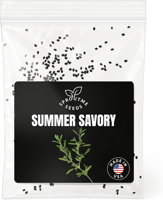 Fall & Winter Summer Savory Seeds for Indoor & Outdoor Planting – 200+ Non-GMO Heirloom USA-Grown Culinary Herb for Seasoning with High Germination (Satureja hortensis)