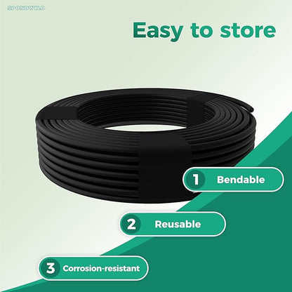100 Ft 1/4 Inch Blank Distribution Tubing - UV Protected Flexible Black Drip Hose, Universal for Garden, Potted Plants and Veggie Beds, Fits Standard Drip Components
