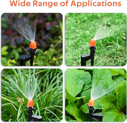 90 Degree Irrigation Sprinkler Heads: Micro Sprinkler Nozzle on 12 Inch Stake with 1/4" Tubing - Drip Spray Emitters for Garden Irrigation System (20 Pack)