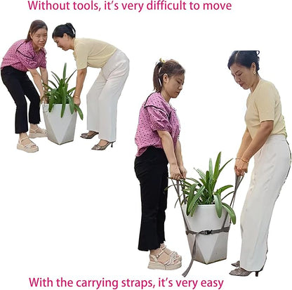 Potted Plant Mover and Lifting Straps for Garden, Landscaping Lifting Straps, Move Heavy Garden Objects:Garden Flower Pots, Planters, Trees, Rocks, Gray, Middle and Small