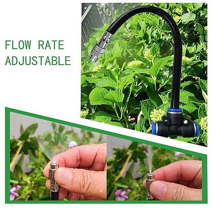8mm Tee Sprinklers for Yard 10-Pack with Adjustable Micro Mist and Irrigation Cooling for Garden Irrigation, Machine Tool Cooling and More (4")