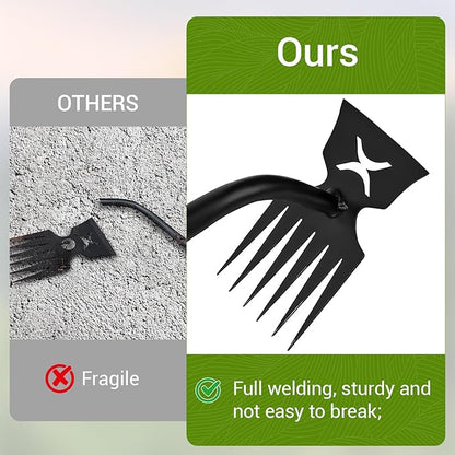 Weed Puller Tool-3-Piece Weed Pulling Tools, Manganese Steel 6-Teeth Multi-Purpose Gardening Manual Weeding Tools for Yard and Garden（HT3077G）